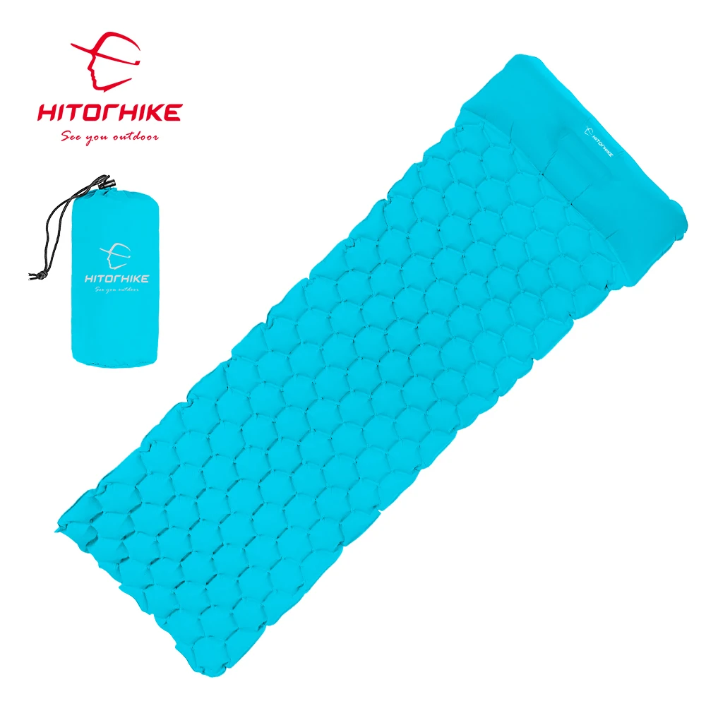 Hitorhike نفخ فراش وسادة النوم حقيبة حصيرة سريع ملء الهواء مويستوريبروف التخييم الشاطئ حصيرة مع وسادة وسادة النوم