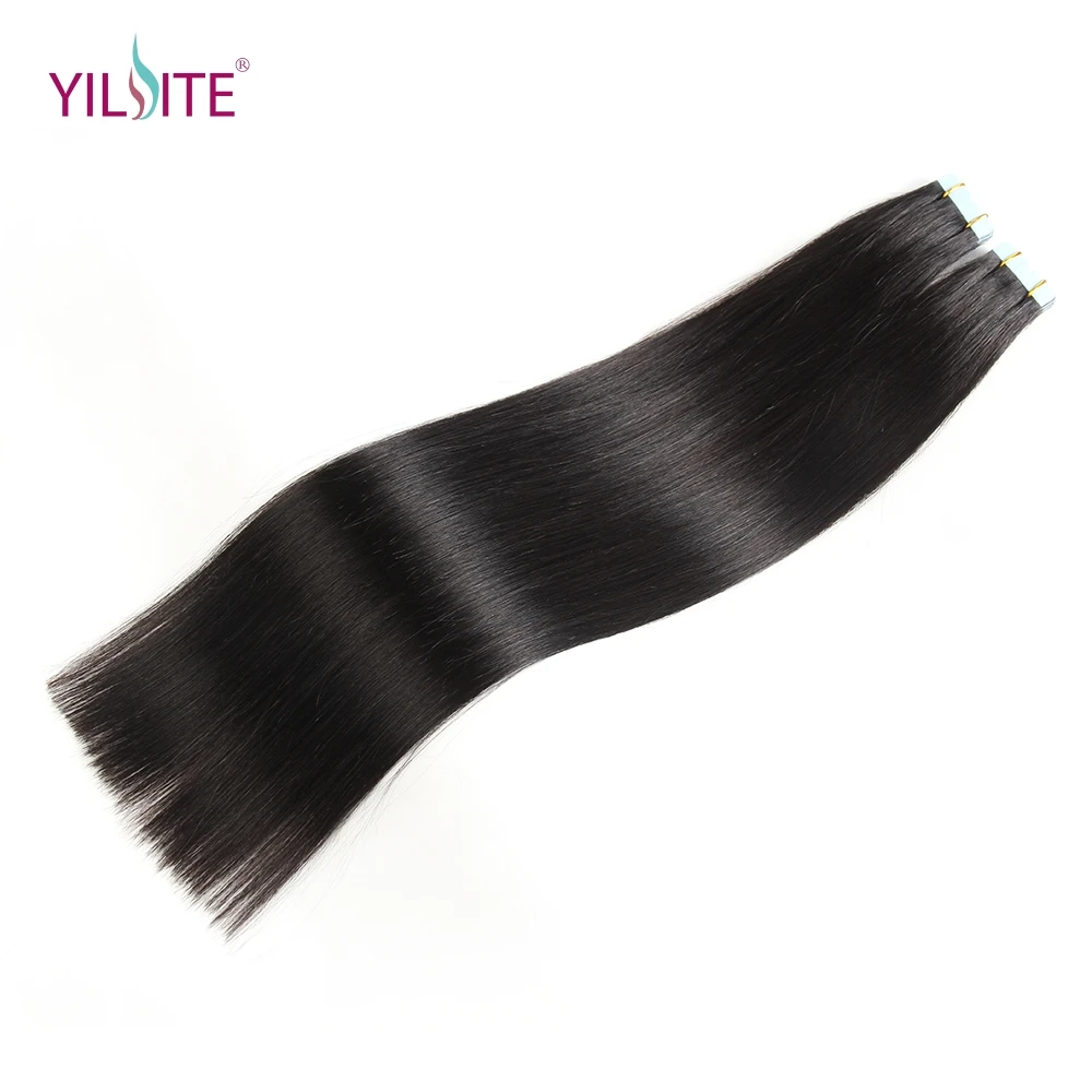 YILITE 2"-22" лента в пряди человеческих волос для наращивания 20 шт европейские натуральные волосы шелковистые прямая прядь В пряди человеческих волос для наращивания