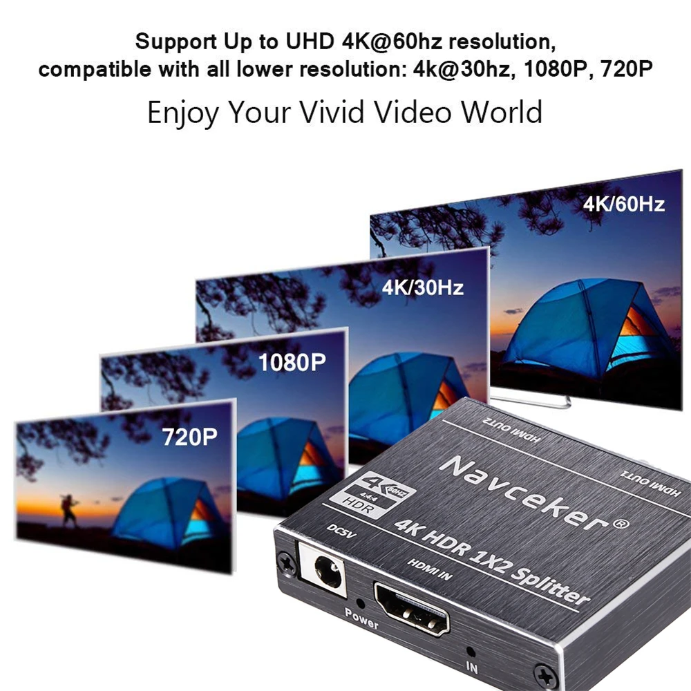 4K 60Hz HDR HDMI 2,0 сплиттер 1x2 сплиттер HDMI 2,0 4K Поддержка HDCP 2,2 UHD HDMI сплиттер 2,0 переключатель коробка для проектора PS4