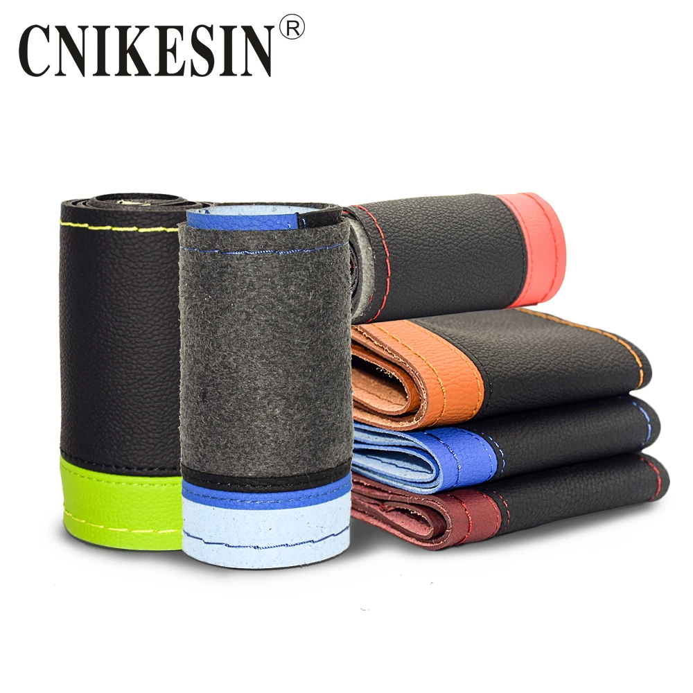 CNIKESIN Steering-Wheel Universally 38CM Handlebar Braid Covers anti-skid friction leather steering wheel covers car-styling CNIKESIN Steering-Wheel Universally 38CM Handlebar Braid Covers anti-skid friction leather steering wheel covers car-styling