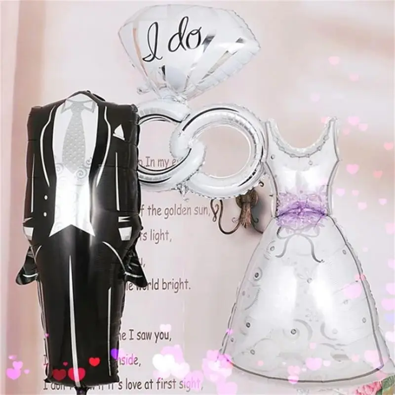 

3pcs/lot Wedding Celebration Bridal Chamber Valentine's Party Decor the Bride and Groom Wedding Dress Suit Dress Foil balloon