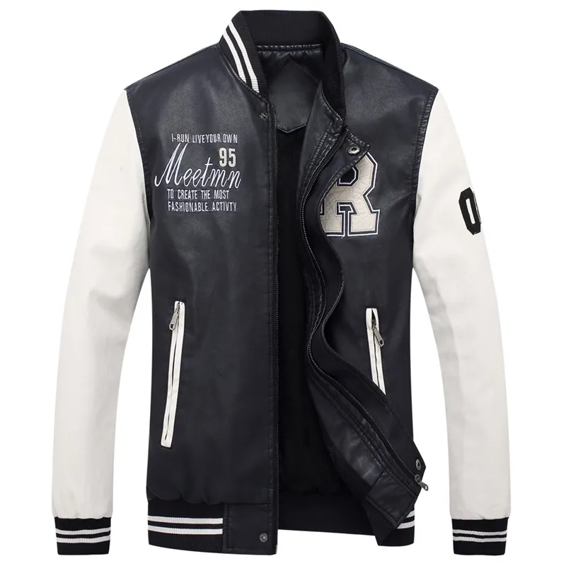

2019 high quality men's leather jacket men's coat Leisure jacket motorcycle leather jacket Baseball uniform