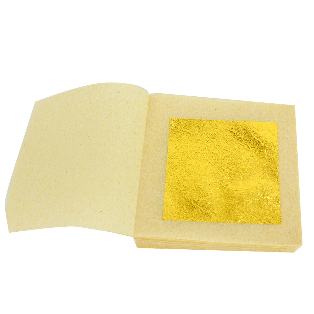 

10 Pcs 4.33x4.33cm 24K Pure Genuine Edible Gold Leaf Foil Sheet Decor Foil Golden Cover