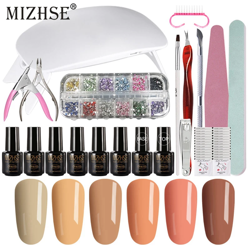 

MIZHSE 20Pcs/Set Mnicure Set 6W UV Led Lamp With Full Nail Tool Set Vernis Semi Permanant UV Gel Base And Top Coat