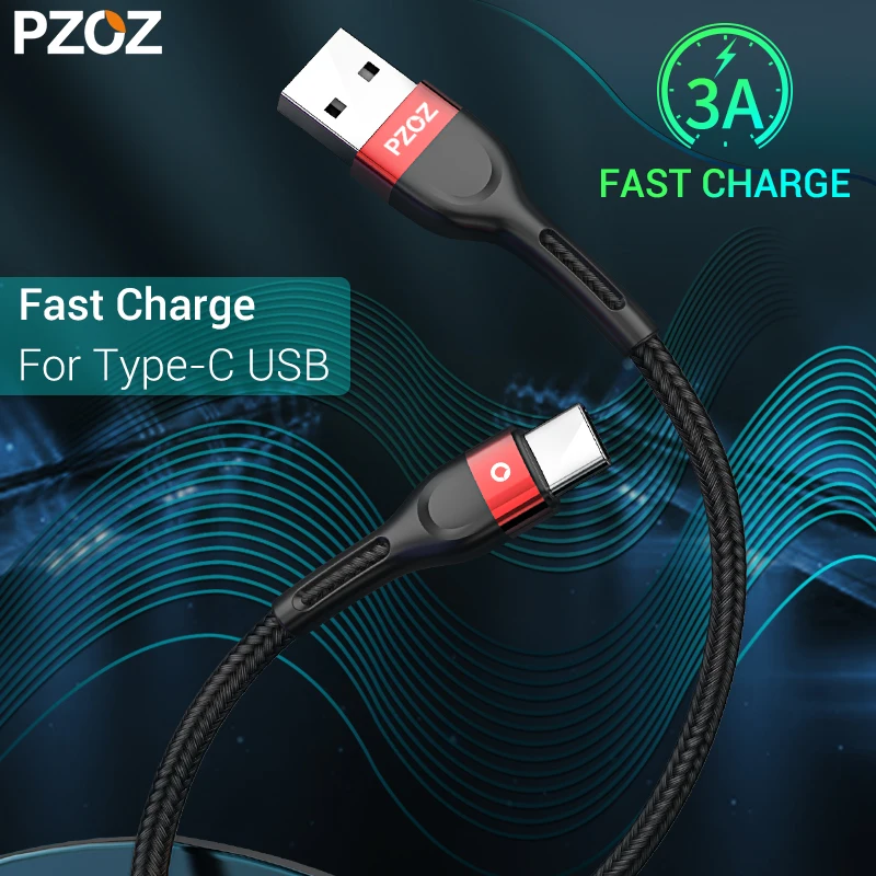 

PZOZ USB type c cable fast charging data cable Type-c cable USB-c charger for Samsung s9 xiaomi mi 8 redmi note 7 pro USB cable