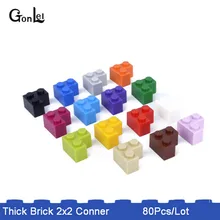 80Pcs Brick 1*2 Corner High Brick Particles DIY Building Enlighten Blocks Compatible 2357 MOC Brick Parts Assembles Toys бордюр brick building