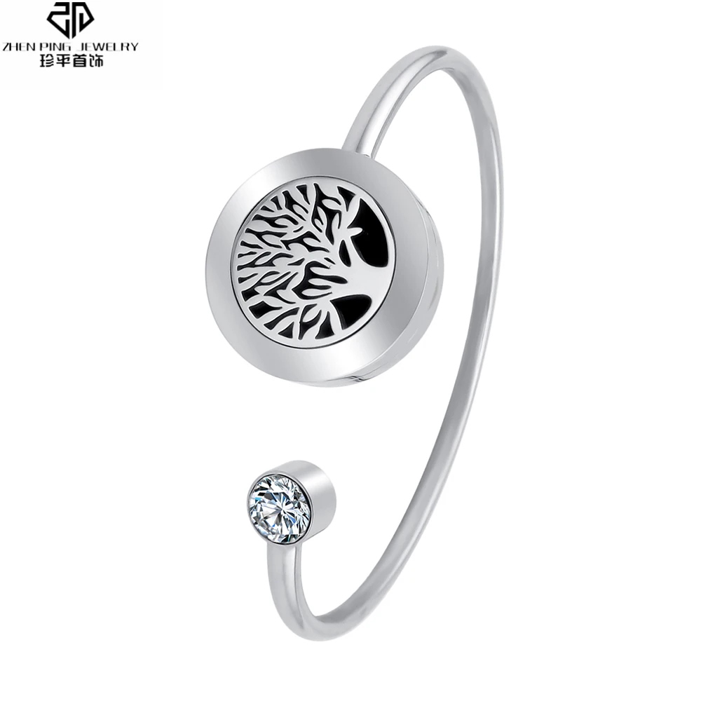 

Stainless Steel Cuff Bangle Can Wiggle Up and Down Essential Oil Diffuser Locket Bracelet Women Girls Aromatherapy Diffuser