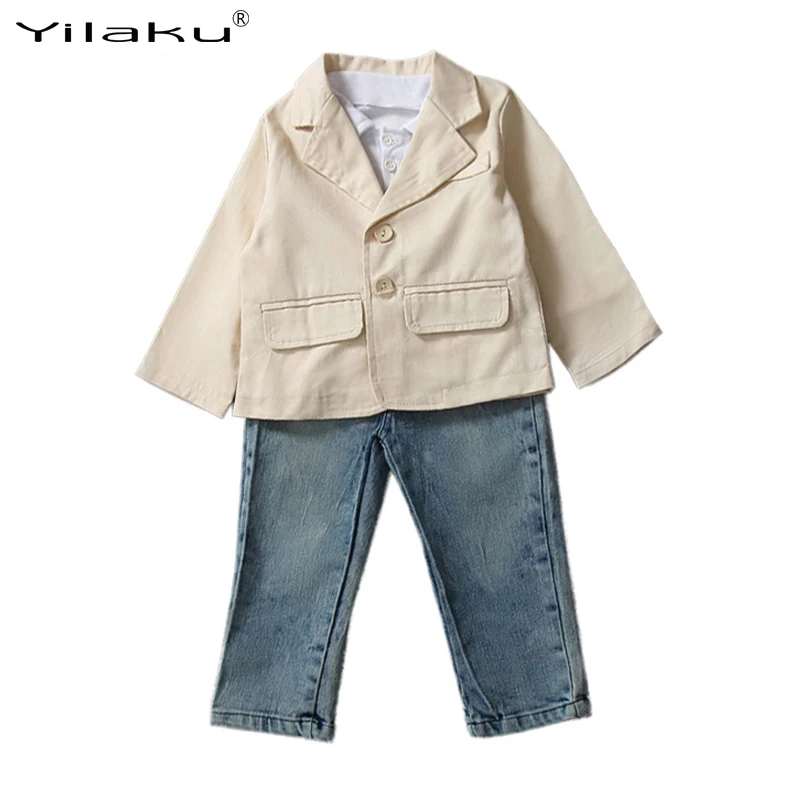

2017 New Fashion Boys Clothes Set Kids Coat+Polo Shirt+Jeans Suits Children Spring Autumn Clothing Sets Boy 3pcs Outfits CF391