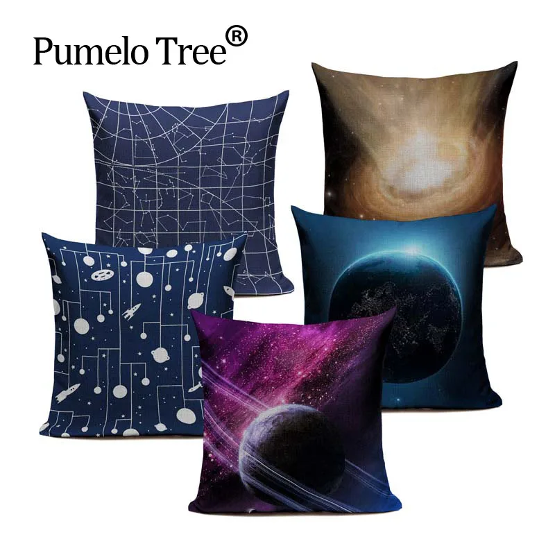 

3D Print Cushion Cover Space Nebula Pattern Planet Cotton Linen Throw Pillow Home Decorative Cotton Linen Square Printing Cojine