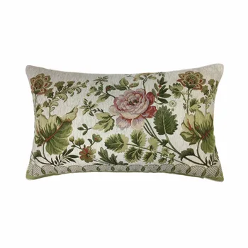 

Garden Flower Chenille Beige Gray Waist Pillow Case Home Deco Sofa Car Chair Lumbar Living Cushion Cover Sell by Piece 30x50cm