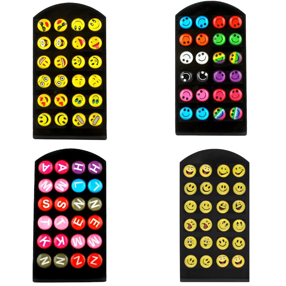 

1set 24 PCS Face Emoji Expression Earrings Expression 36 Kinds Of Expressions Optional Fashion Earrings Accessories
