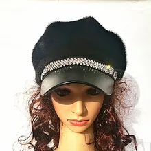 Новая норковая шапка женская кожаная травяная шляпа Зимняя наружная теплая шляпа модная женская шляпа