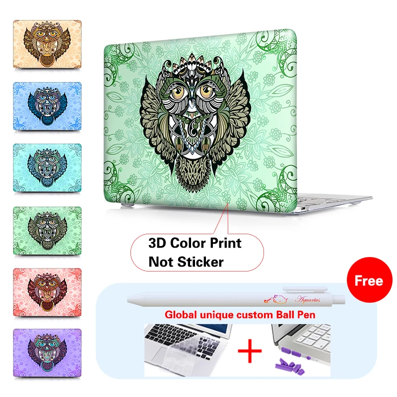 

Print Drawn Owl Notebook Case For Macbook Air 11 13 Pro 13 15 Retina New 12 inch Laptop Bag Cover For Mac Book 11.6 13.3 inch