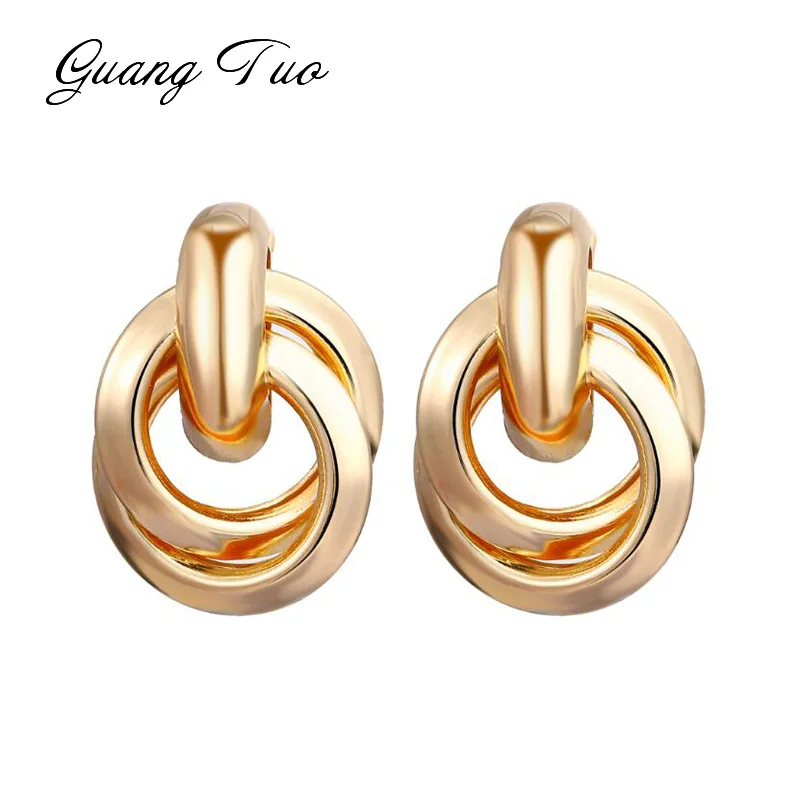 

ES2202 Fashion Gold Metal Stud Earrings for Women Steam Punk Big Round Design Statement Earrings Jewelry Geometric Brincos Gift