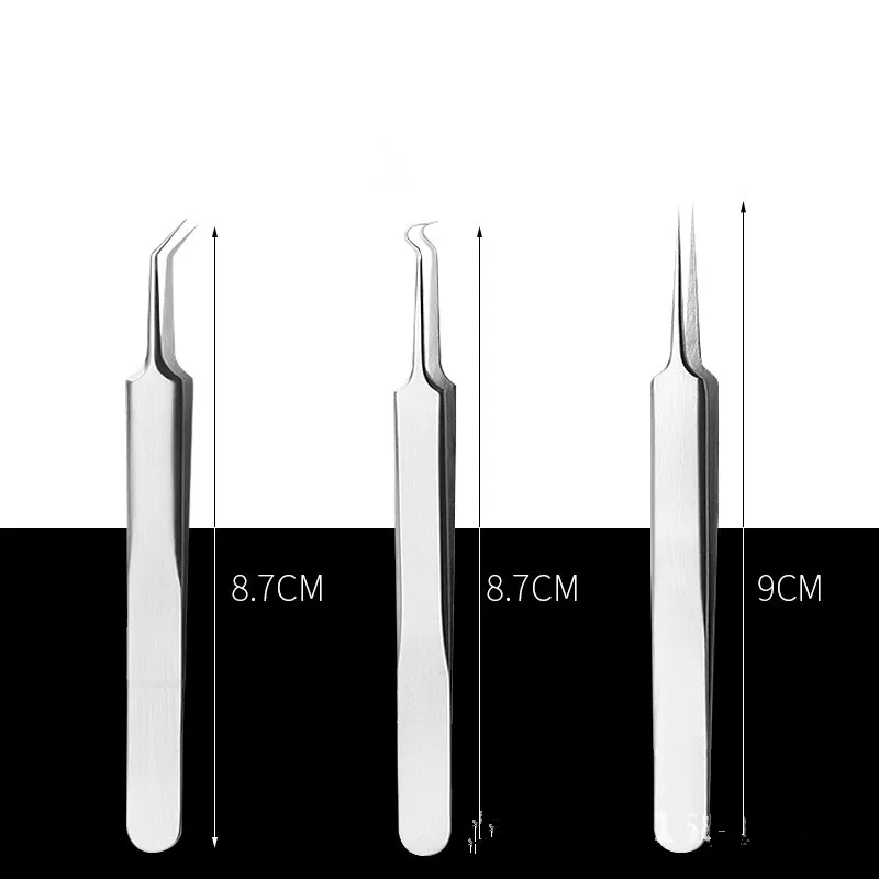 

Useful Stainless Steel Straight Bend Curved Blackhead Acne Clip Tweezer Pimple Comedone Remover Kit Face Cleaner Acne Remover