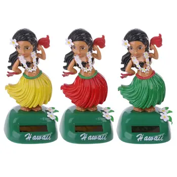 

1PC Car Ornaments Hawaii Girl Hula Shaking Head Toy Solar Powered Auto Interior