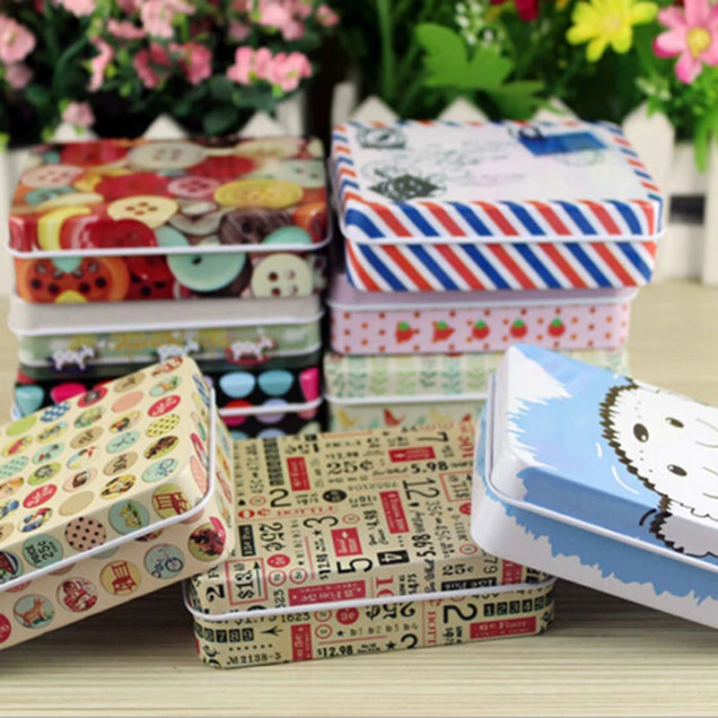 4 kinds of cute carton printing Tinplate storage candy gift box home ...