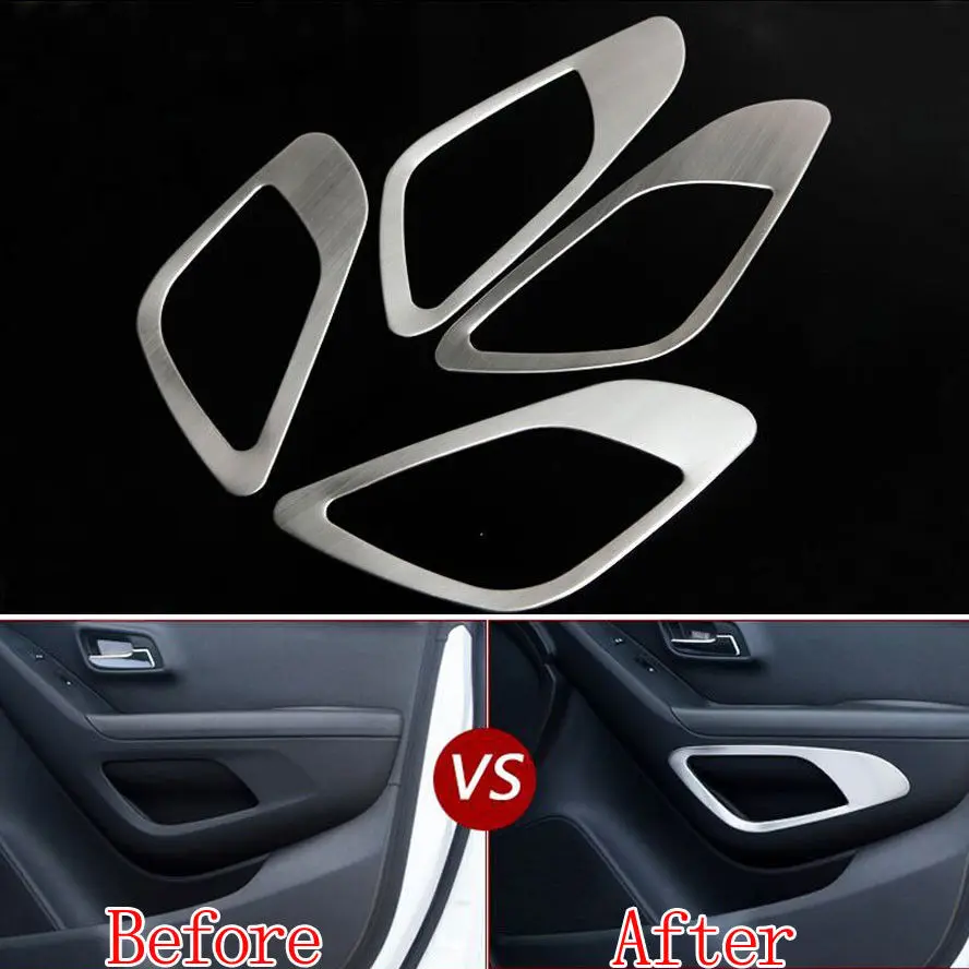 

Car Styling Door Storage Box Cover Trim Decorative Frame Sticker For Chevrolet Trax 2014 2015 2016 Interior Car Accessories