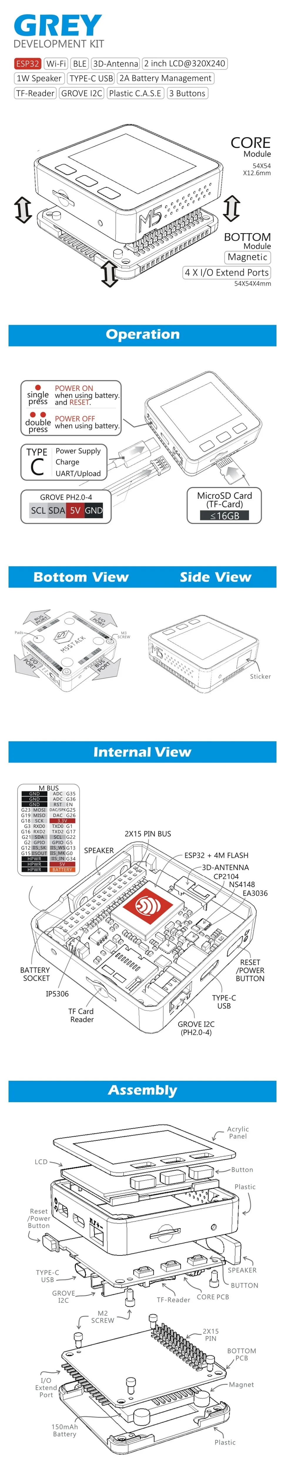 M5Stack серии ESP32 Mpu9250 9 Axies движения сенсор Core Development Kit расширяемый IoT развитию M5Stack для Arduino ZK10