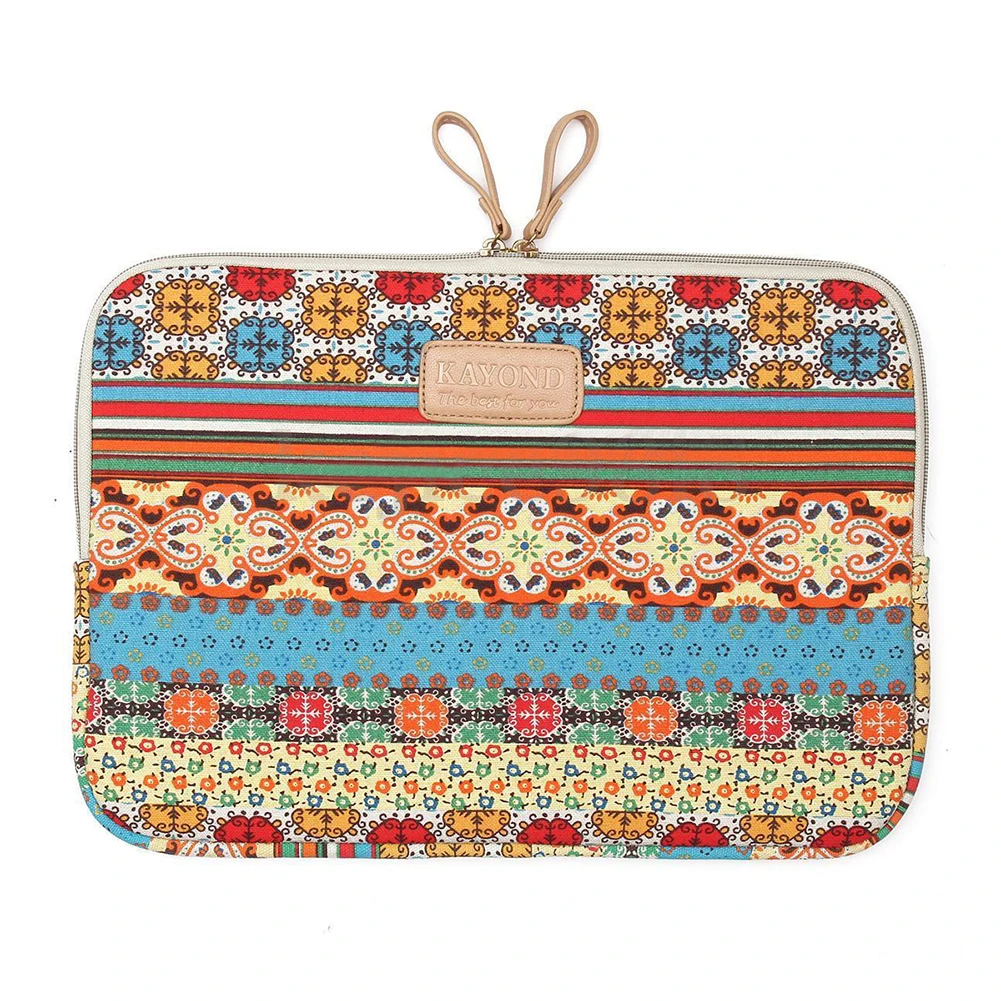 KAYOND 14" Bohemian Canvas Laptop Sleeve Case Bag for Apple HP DELL