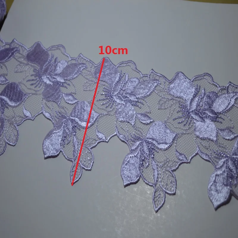 2 ярда/Лот) фиолетовый цвет лица зеленый блестящая нить вышивка Цветочная вышивка аппликация с кружевной отделкой шитье 1801146