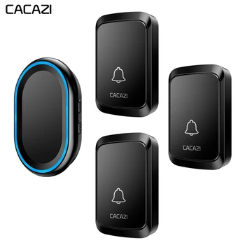 

CACAZI Home Wireless Intelligent Doorbell LED night light 300M Remote Waterproof 3 Button 1 Receiver cordless bell US EU UK Plug