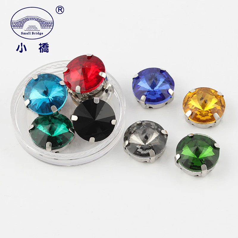 

10PCS Colorful Round Crystal Sewing Rhinestones Glitter Glass Rhinestones For Clothes Loose Flatback Rhinestones With Claw S107