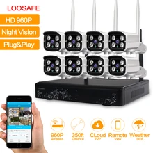 LOOSAFE HD 960P Outdoor Surveillance Camera System 8CH NVR Kit CCTV Home Security Camera System Wireless WIFI IP Camera System