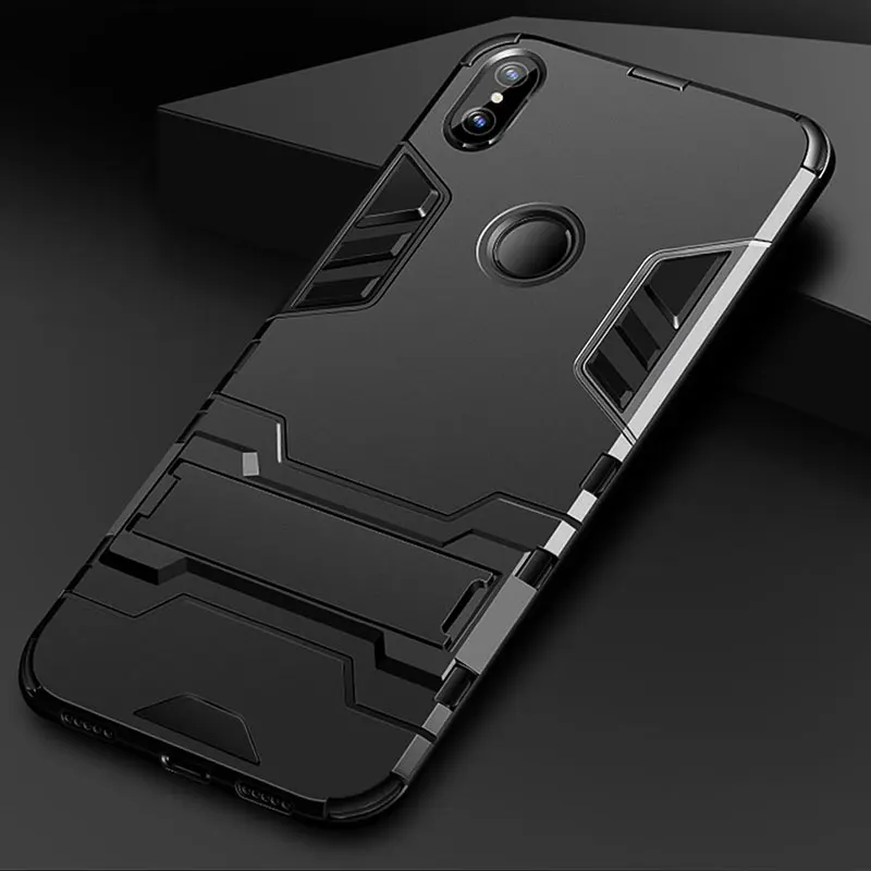 Slim Case For Xiaomi Mi A2 Lite Case Silicone Cover Hard PC+Soft TPU Back Case For On Xiaomi Mi A2 Lite Case Phone Stand Fundas - Цвет: Черный