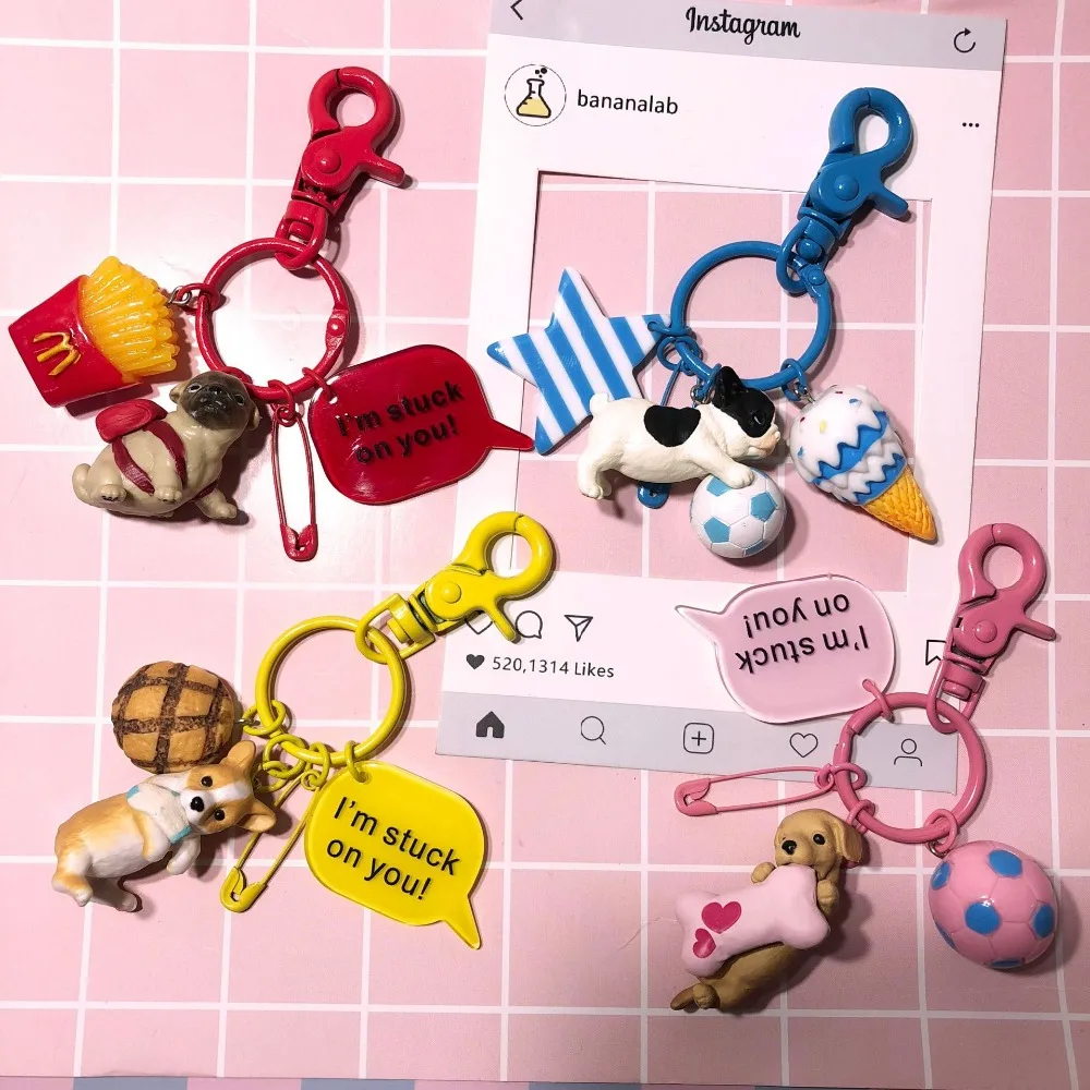 

2018 The New Mini Plush Animals Key Chain Cute Fashion Kids Plush Dolls Keychain Soft Stuffed Toys Keyring puppy Key Chains