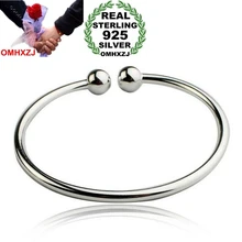 OMHXZJ Модные ювелирные изделия круглая гладкая бусина женщина kpop звезда открытие 925 пробы Серебряный регулируемый браслет на запястье SZ05