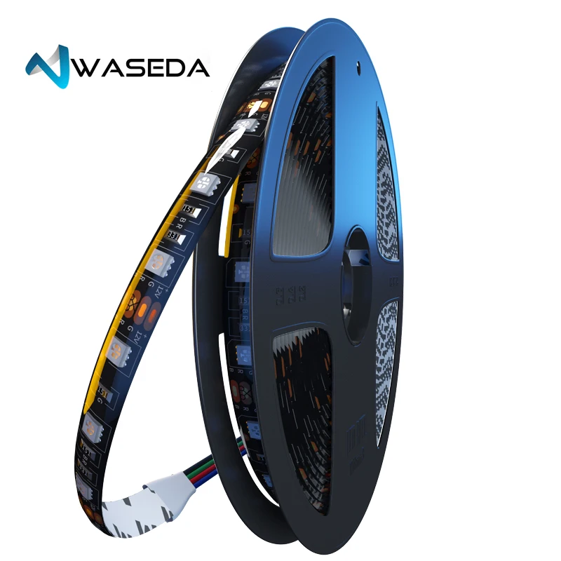

WASEDA DC 12V LED Strip 5050 SMD 60LEDs/M Black PCB Board Flexible LED Light Waterproof RGB 5050 LED Tape For TV Background