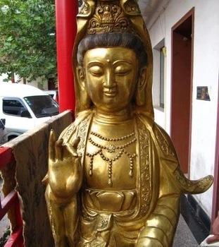 

64 INCH Tibet Fane Bronze Bodhisattva Guan Yin Kwan-Yin Buddha Ride on Dragon