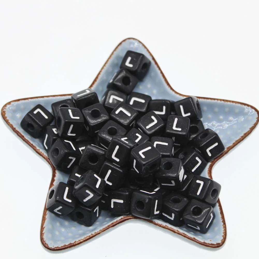 CHONGAI 100 шт кубические акриловые бусины с буквами один Алфавит A-Z черный квадратный браслет бусины для изготовления ювелирных изделий 10*10 мм - Цвет: L