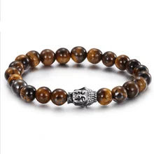 Нержавеющая сталь браслет голова Будды тигровый глаз красивые браслеты с камнем жемчужный браслет мужские ювелирные изделия пара браслет Pulseira Feminina