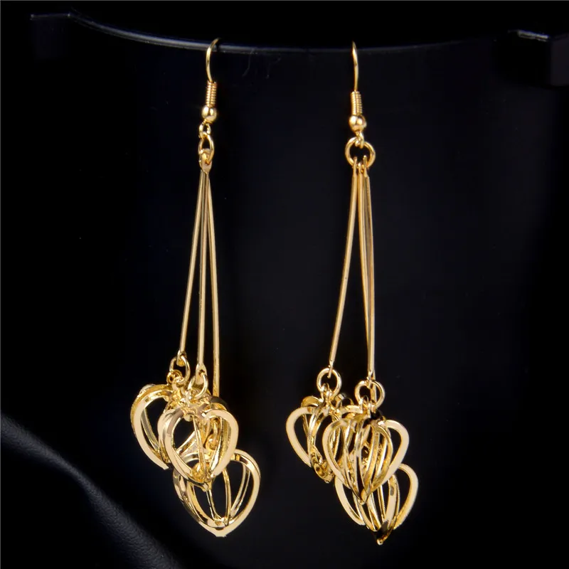 

H:HYDE Bohemia Style Long Earrings for Women Heart Design Gold Color Drop Earrings Dangle Jewelry oorbellen