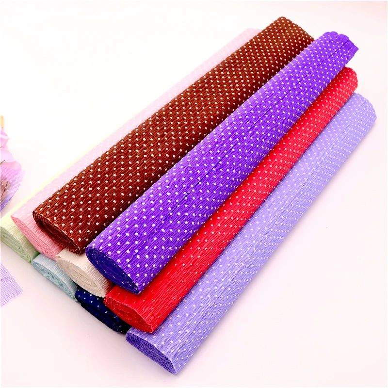 

250*50CM Colored Snowflake Dot Crepe Paper Roll for DIY Flowers Wedding Party Decoration Gift Wrapping Paper Craft Supplies