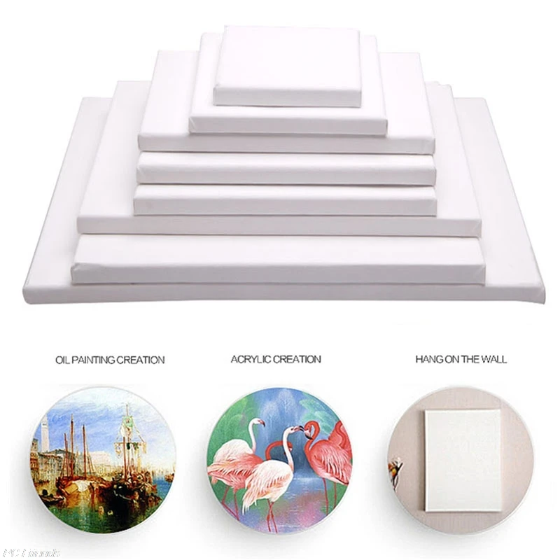 White Blank Square Artist Canvas Wooden Board Frame For Primed Oil Acrylic Paint