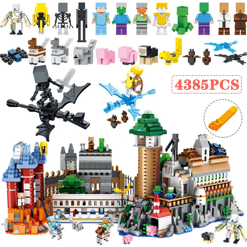 

Designer Building Blocks Kit Compatible LegoINGLYS Minecrafter Technic Large Magic Castle Model Bricks Children Toys 4385PCS
