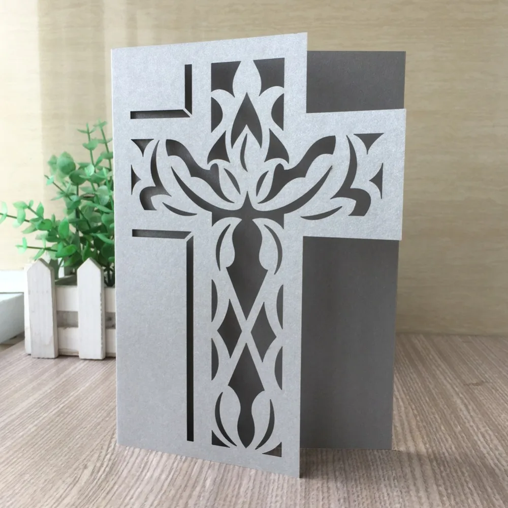 

40Pcs Easter Card Cross Pattern Christening&Baptism Wedding Invitations card Greeting Birthday Festival Party Invitation Cards