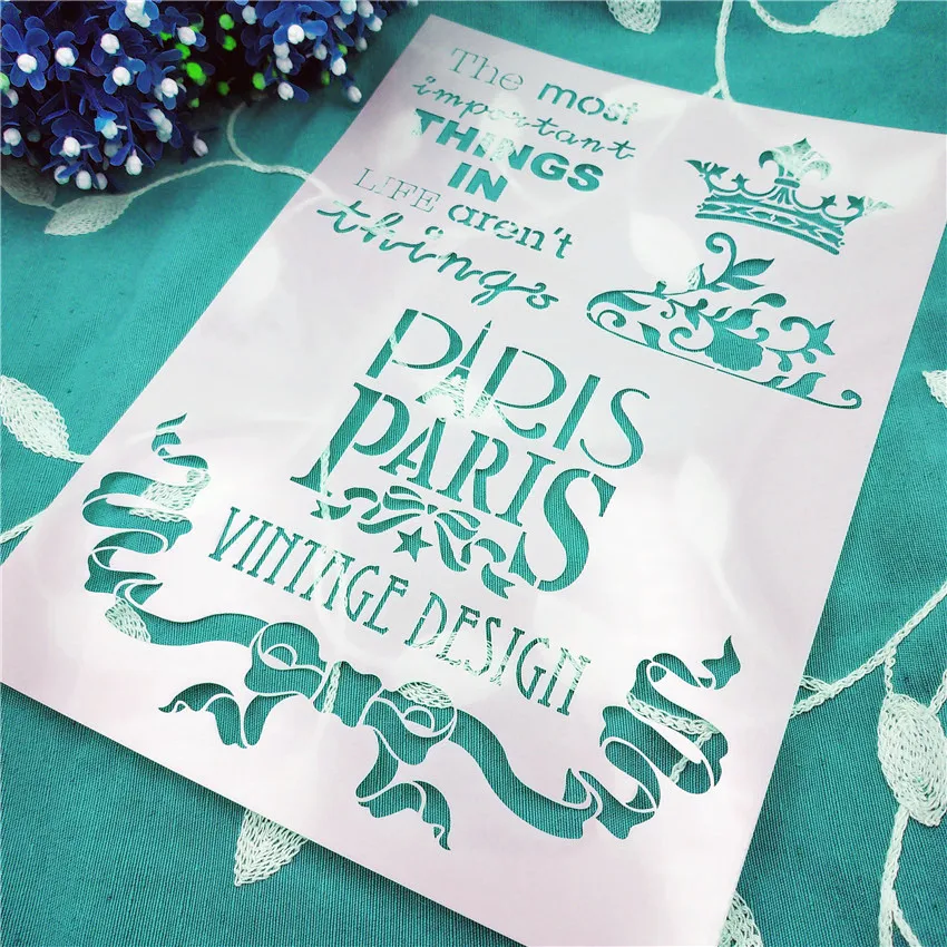 

Paris plastic mold shield DIY cake scrapbook stencils hollow Embellishments printing lace ruler Valentine's Day