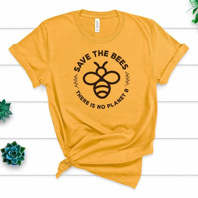 

Save The Bees T Shirt Women Causal There Is No Plant B Tshirt Harajuku Large Size Cotton Graphic Tee Shirt Drop Shipping