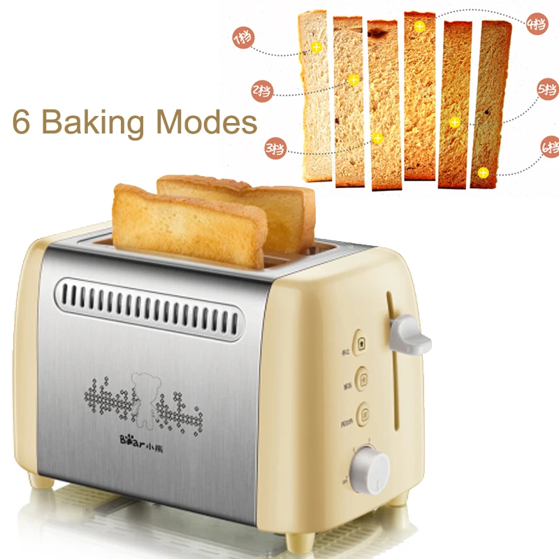

15%JA85 Stainless Steel 6-Slice Toaster Home Bread maker with 6 Operating Mode 680W Breakfast Toast Machine Double-side Baking