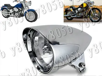 

Motorcycle Chrome Aluminum Bullet Tri Bar 5.75" Headlight For Fit Sportster Dyna Softail FXST FXR Chopper