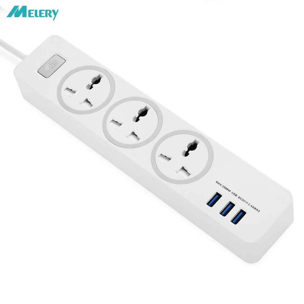 

Multi Power Strip 3 Universal Electrical Socket with USB Extension Cable 1.8m Surge Protector Charging Station Power Adapter