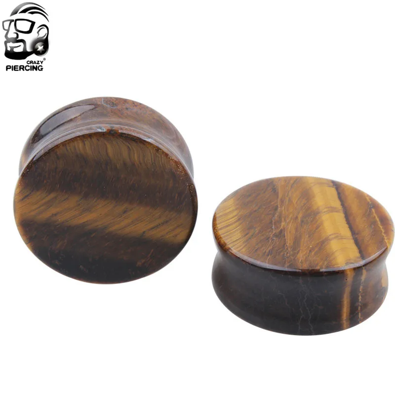 Piercing Jewelry Body Piercing Earrings Ear Piercing Jewelry Body Piercing Jewelry Body Jewelry 2pcs Yellow Tiger Eye Organic Flesh Stone Plugs and Tunnels Earring Ear Stretcher Expander Ear Gauges Piercing Women Men 6-25mm