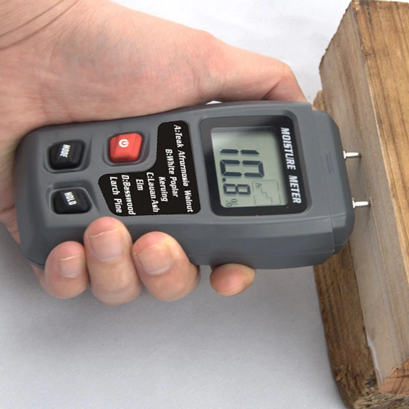 

Brand Digital Wood Moisture Meter Wood Humidity Measuring Tool Timber Damp DetectorResolution+-0.1%/Accuracy 0.5% Range:0~99.9%