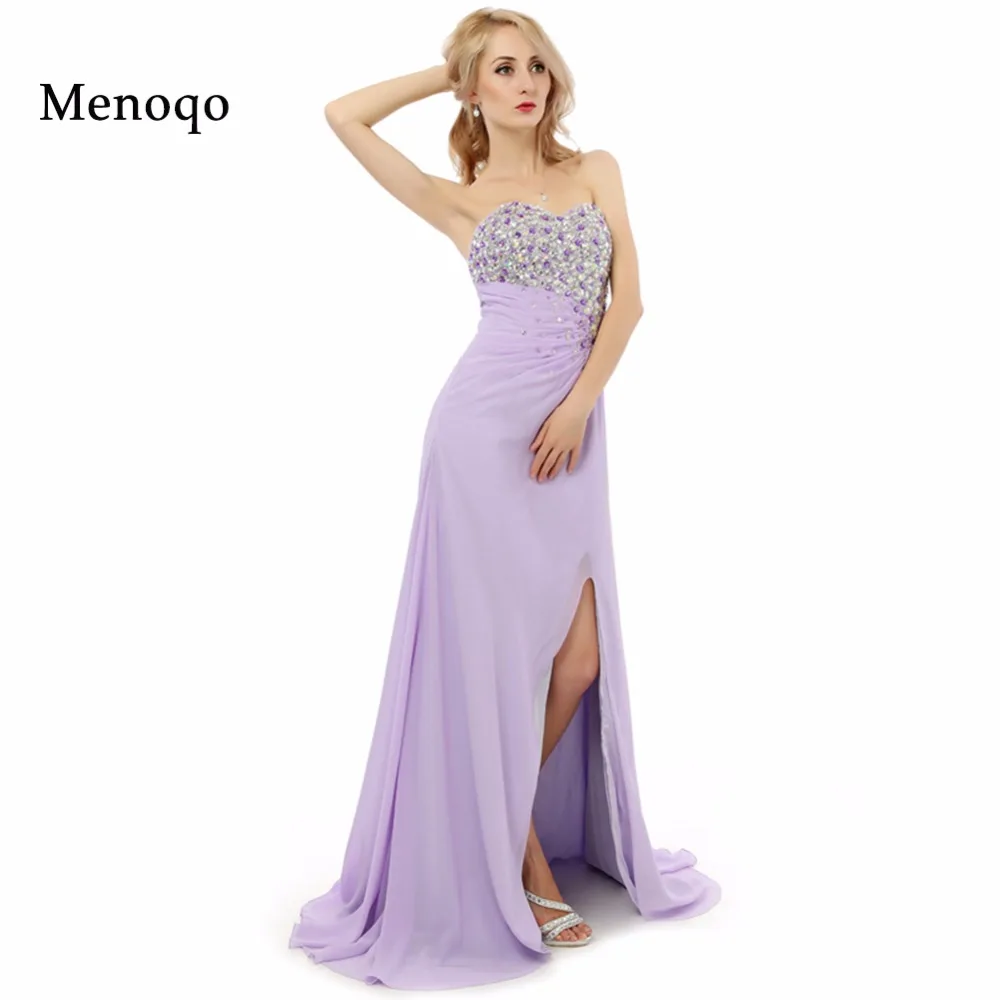 

New Fashion Vestidos de festa A line Side Split Chiffon Beaded Special occasion Dresses 2018 Long Party Prom dresses Real Photo