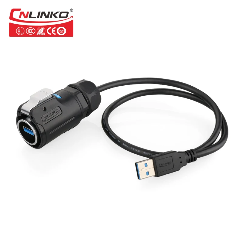 

Cnlinko Quality Gurantee USB 3.0 Connector A Type Waterproof IP65 Panel Mount usb Plug wire Connector for Data Transfer
