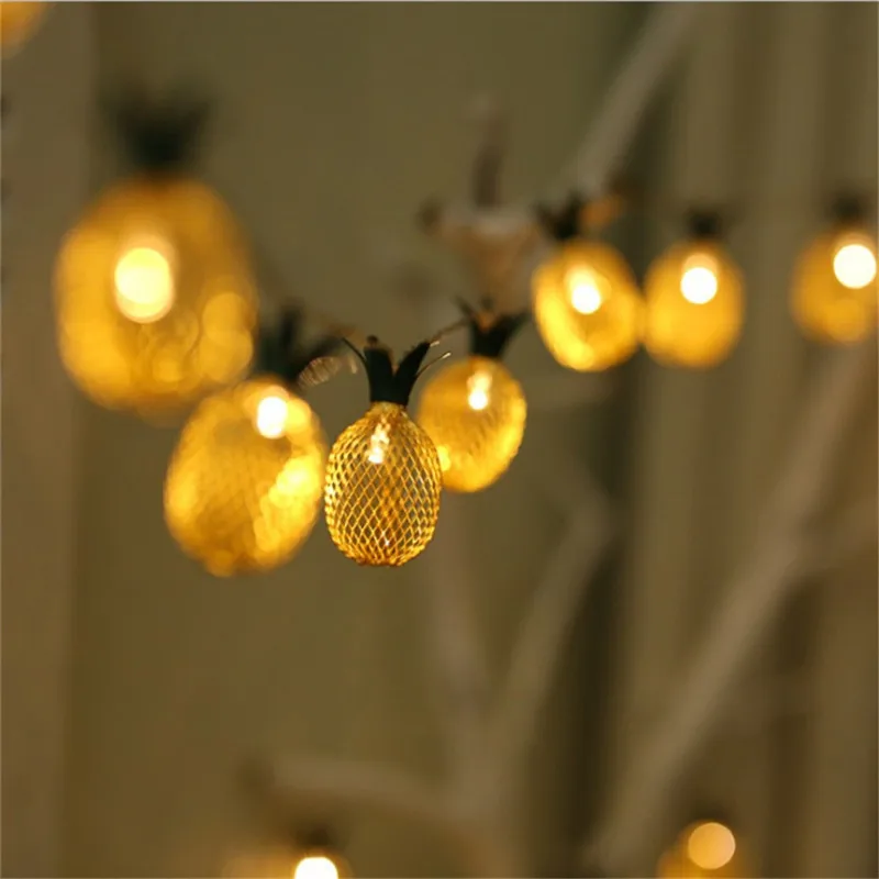 

LED String Lights 20pcs Pineapple Lanterns 3M Light String Battery Power Decoration for Room New Year Party Warm white Lighting